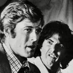 Robert Redford et Dustin Hoffman sur le tournage de All the President's Men (1976) d'Alan J. Pakula