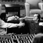 Stanley Kubrick et Jack Nicholson sur le tournage de The Shining (1980)